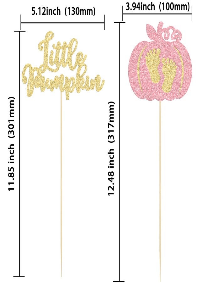Ephlyn 12Pcs Fall Little Pumpkin Centerpiece Sticks Fall Pumpkin Party Decorations Double Sided Glitter Table Toppers Decorations for Thanksgiving Gender Reveal Autumn Birthday Party Supplies Pink - Image 2